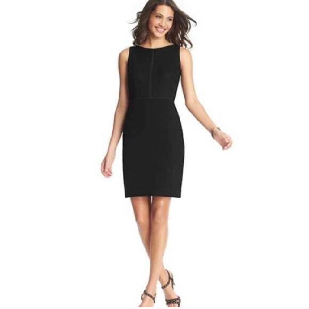 NWT LOFT Tipped Lace Bodice Sheath Dress in black